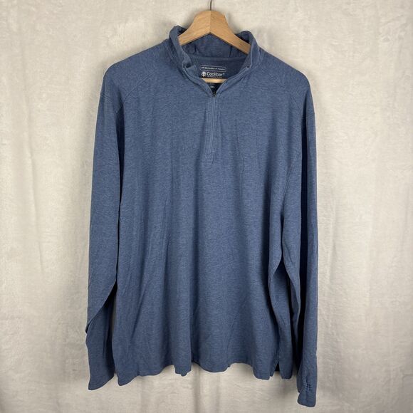 Coolibar Pullover Mens 2XL Blue Sonora Quarter Zip Long Sleeve UPF 50 - Picture 1 of 5